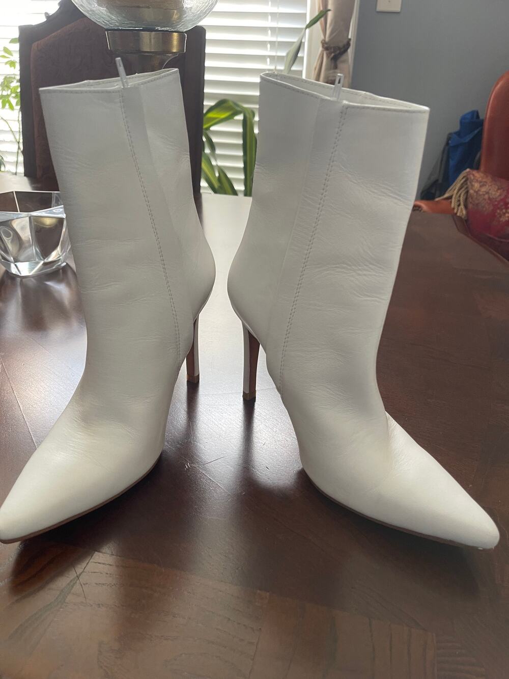 Materiel Tbilisi White Leather Pointed-Toe Stiletto Ankle Boots - Size US 8.5